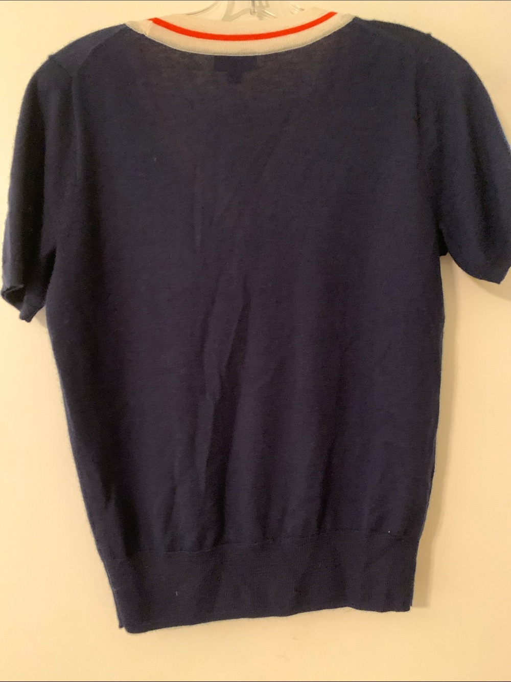 J. Crew Navy V-Neck Sweater with Cream and Orange Trim - Picture 4 of 4